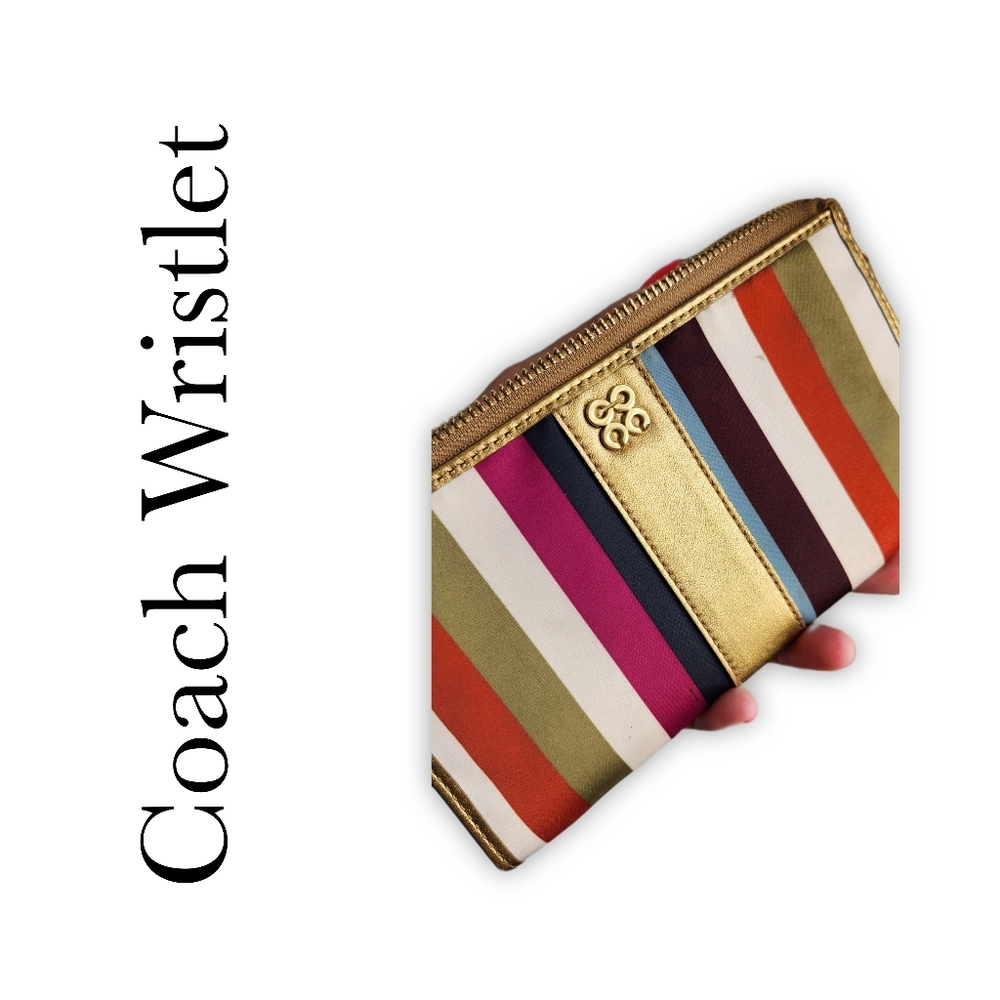 Coach Multicolor Striped Wristlet